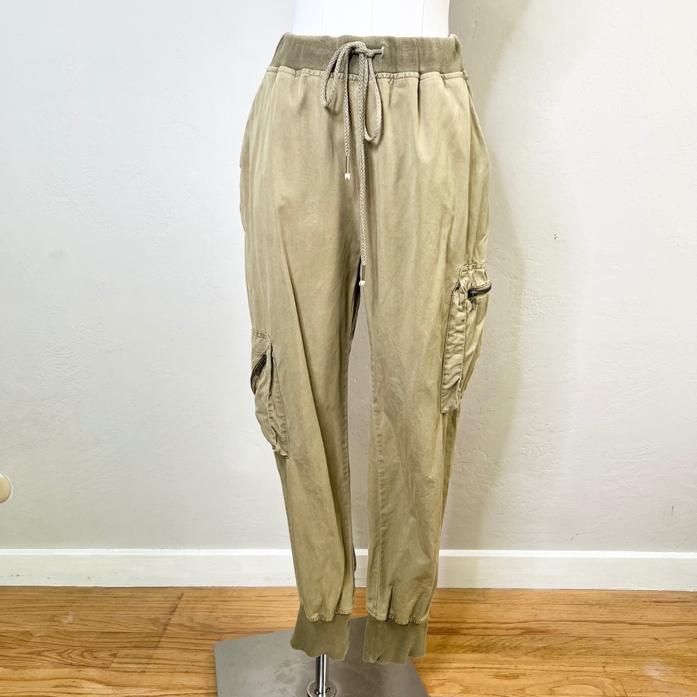 Young Fabulous & Broke Cargo Jogger Pants‎ Size Medium Khaki Tencel Utility